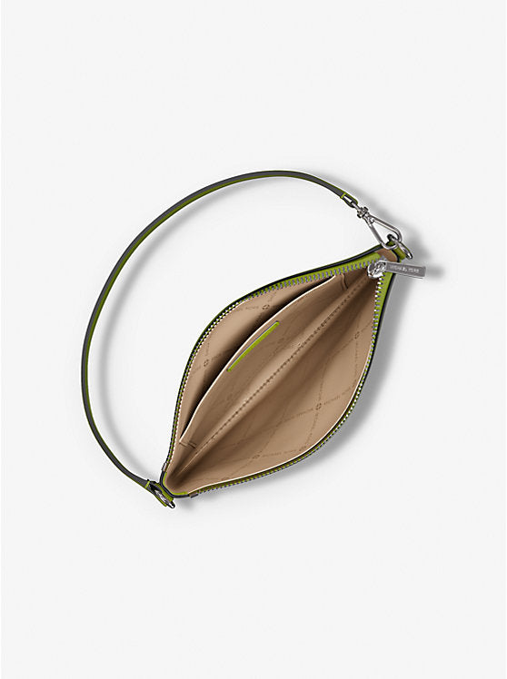 Jet Set Small Pebbled Leather Convertible Wristlet Jungle