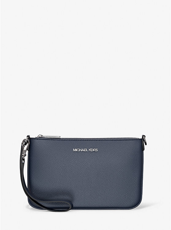 Micheal Kors Jet Set Small Pebbled Leather Convertible Wristlet Navy