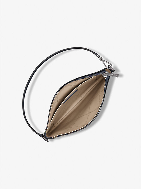 Jet Set Small Pebbled Leather Convertible Wristlet Navy