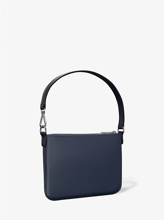 Jet Set Small Pebbled Leather Convertible Wristlet Navy