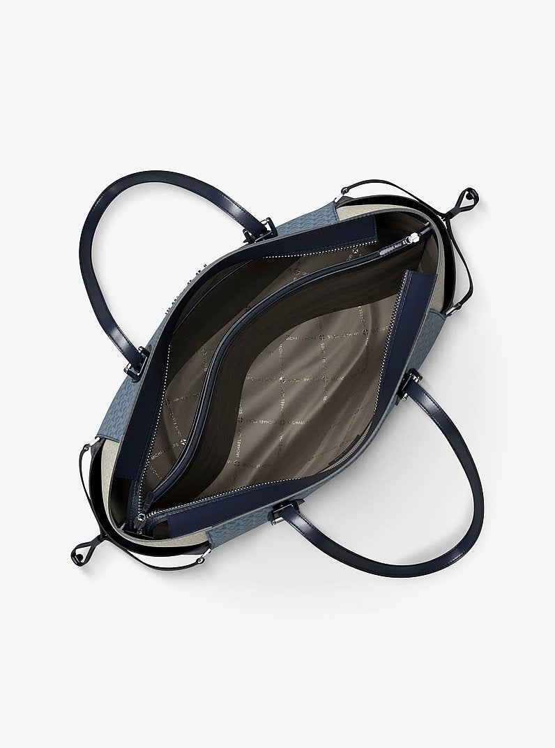 Voyager Large Color-Block Signature Logo Tote Bag Denim Multi Denim Multi