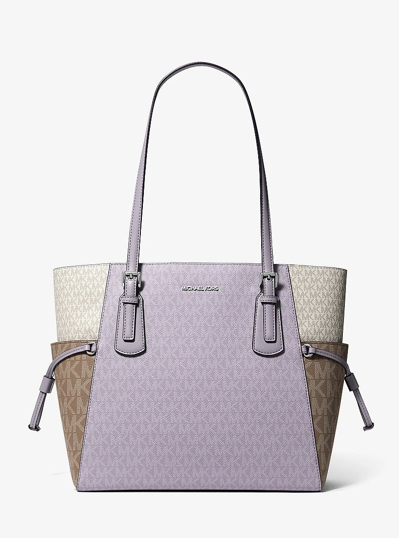 Voyager Large Color-Block Signature Logo Tote Bag Lilac Lilac