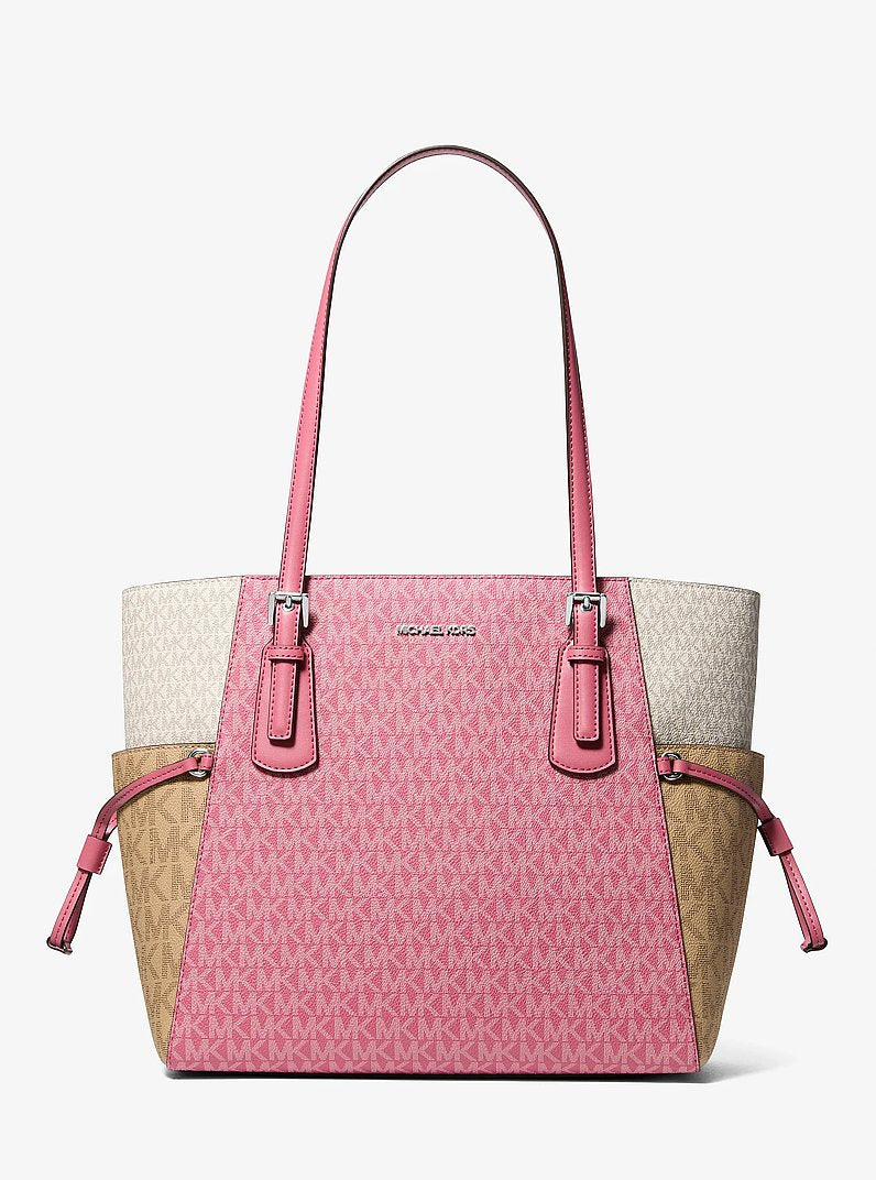 Voyager Large Color-Block Signature Logo Tote Bag Rosewood Multi Rosewood Multi