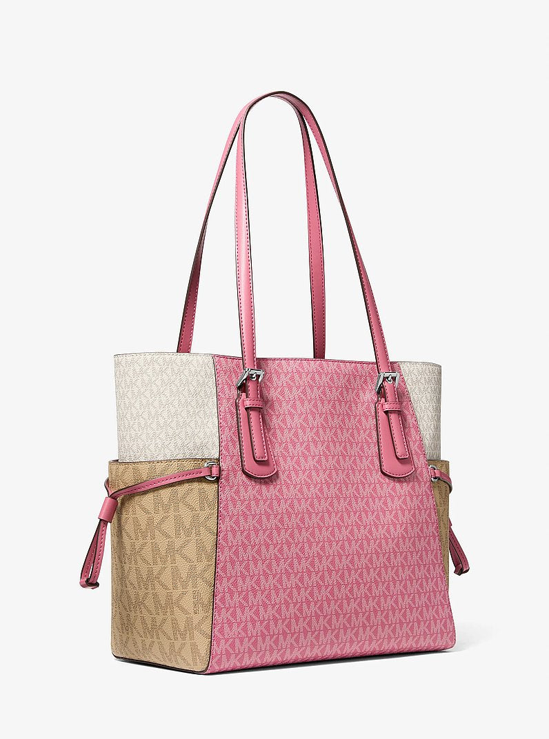 Voyager Large Color-Block Signature Logo Tote Bag Rosewood Multi Rosewood Multi