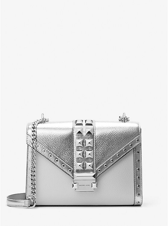 Micheal Kors Whitney Medium Studded Shoulder Bag Silver Multi