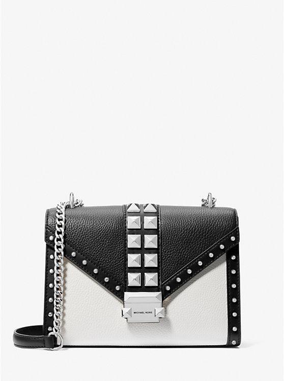 Micheal Kors Whitney Medium Studded Shoulder Bag Black Combo