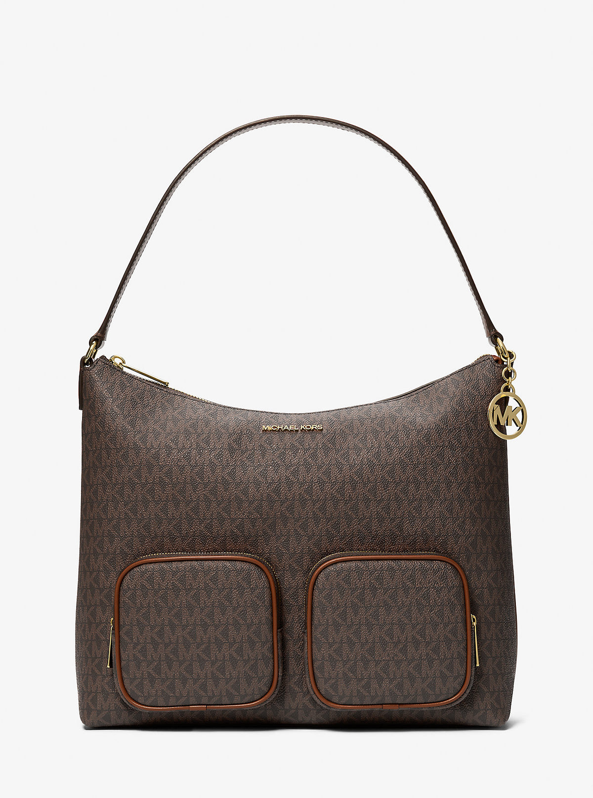 Merritt Large Signature Logo Cargo Shoulder Bag Brown Brown