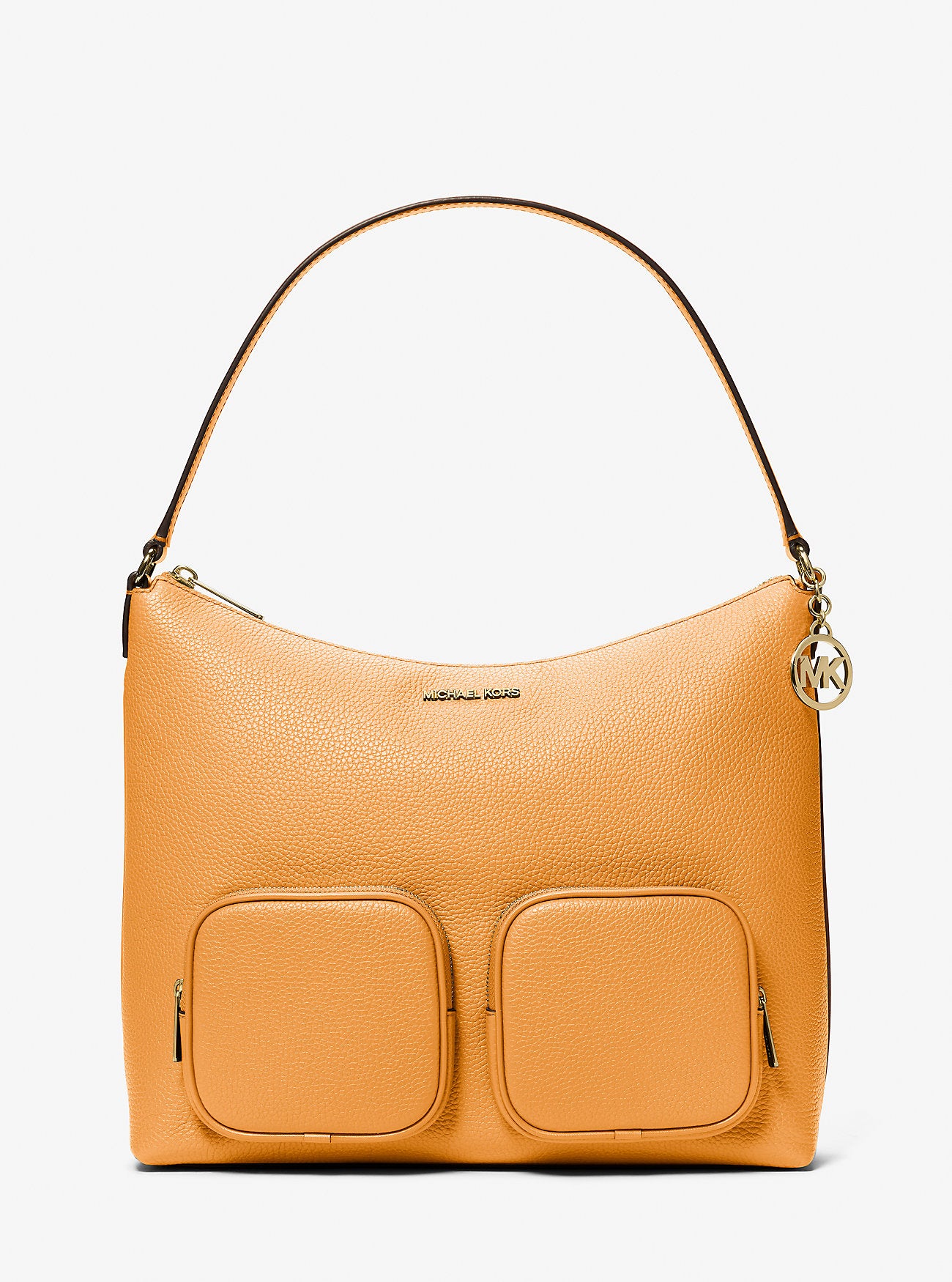 Merritt Large Pebbled Leather Cargo Shoulder Bag Radiant Orange Radiant Orange