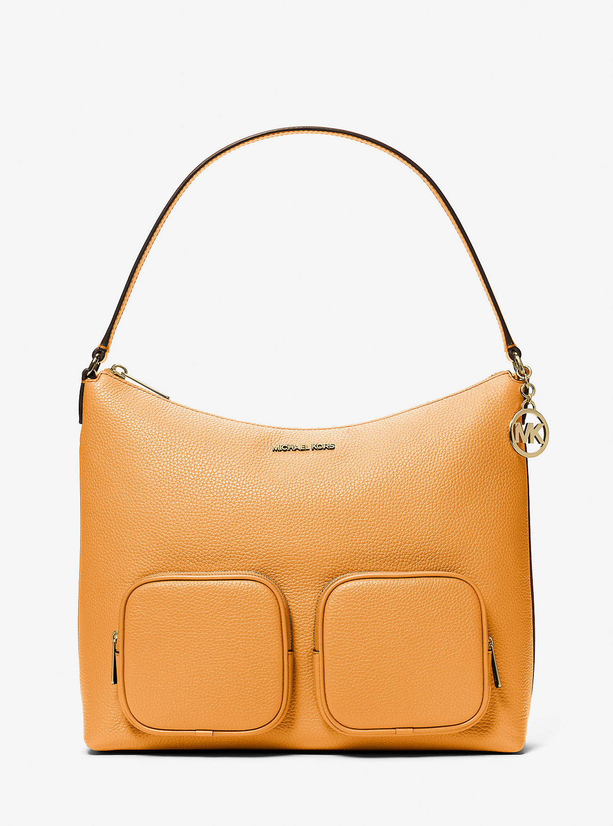Merritt Large Pebbled Leather Cargo Shoulder Bag Radiant Orange Radiant Orange