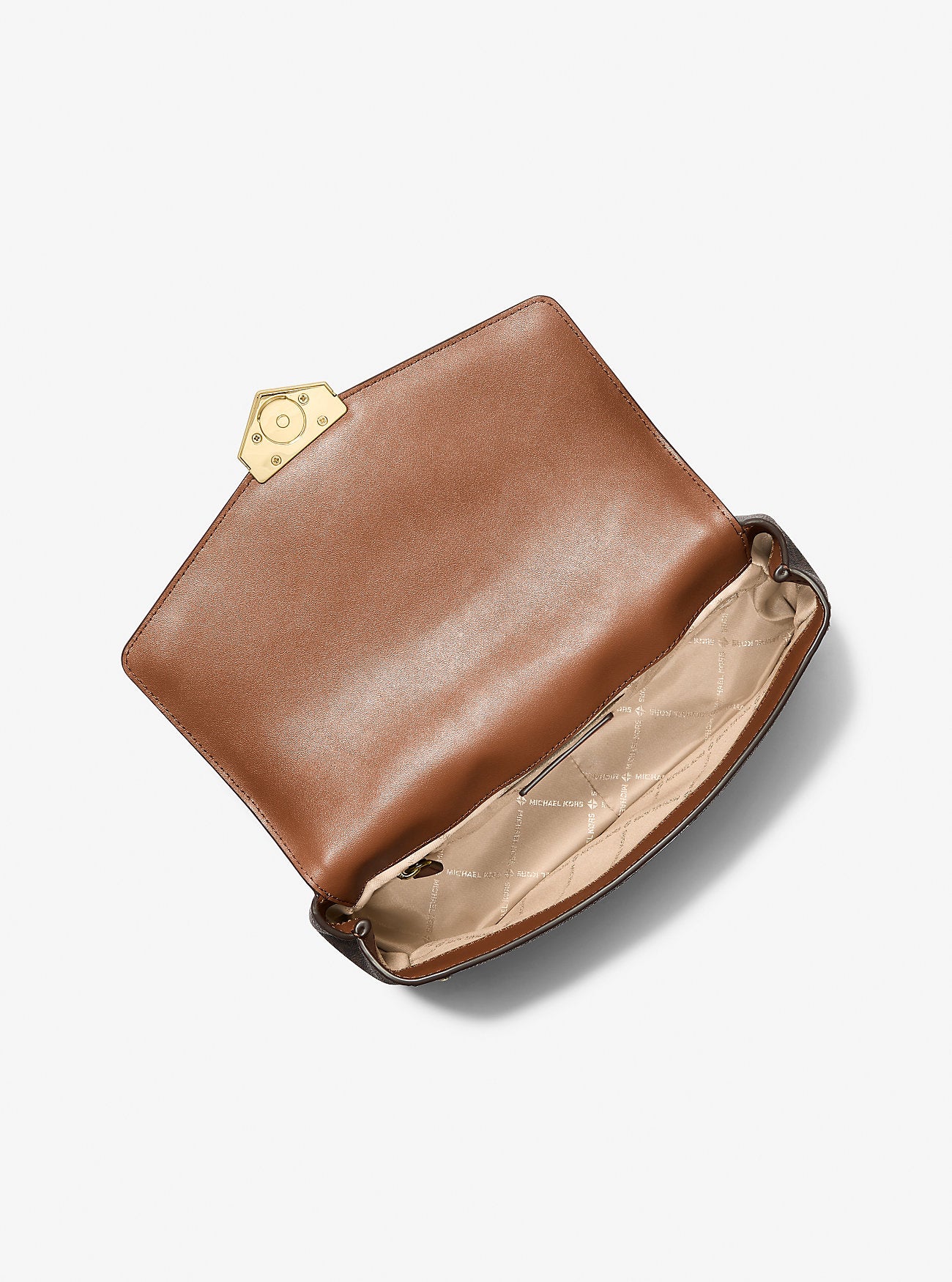 Soho Large Studded Signature Logo Shoulder Bag Brown Brown