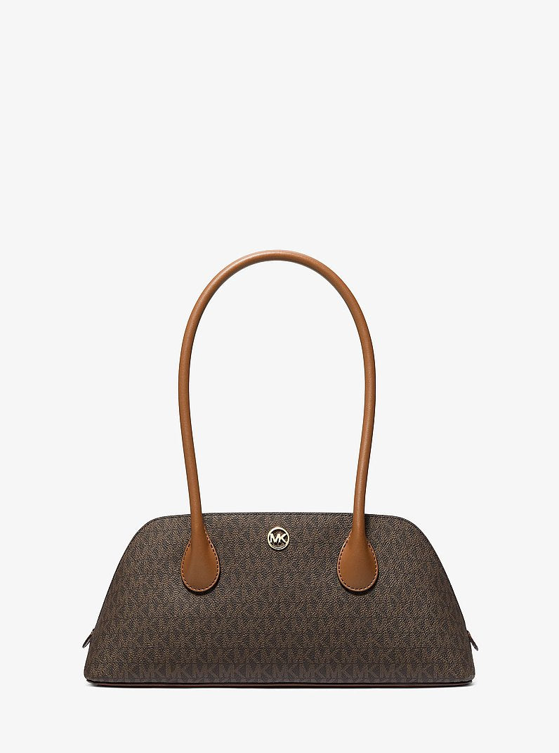 Petra Medium Signature Logo Shoulder Bag Brown Brown