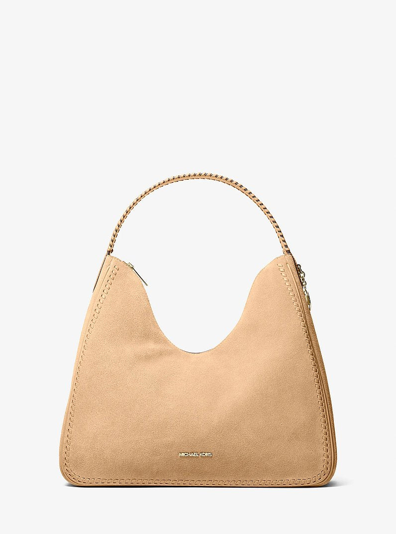 Nayla Medium Suede Hobo Shoulder Bag Camel Camel