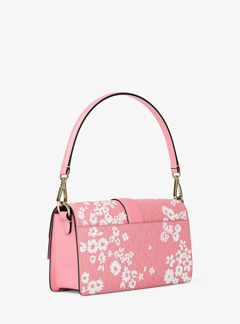 Greenwich Medium Printed Signature Logo Convertible Shoulder Bag Carnation Carnation