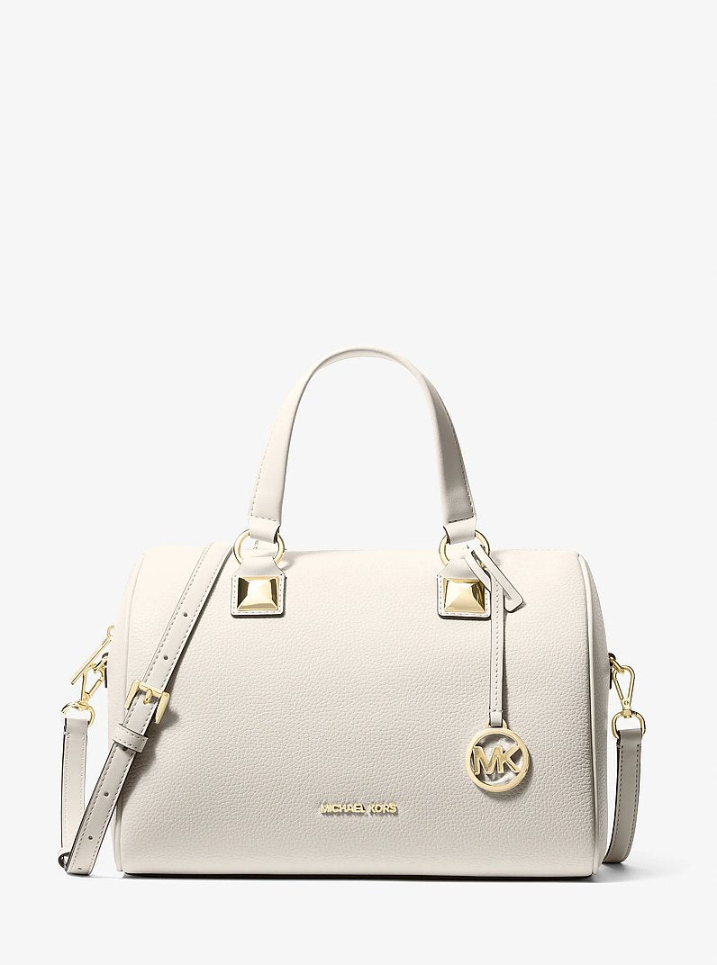 Grayson Medium Pebbled Leather Duffel Bag Lt Cream Lt Cream