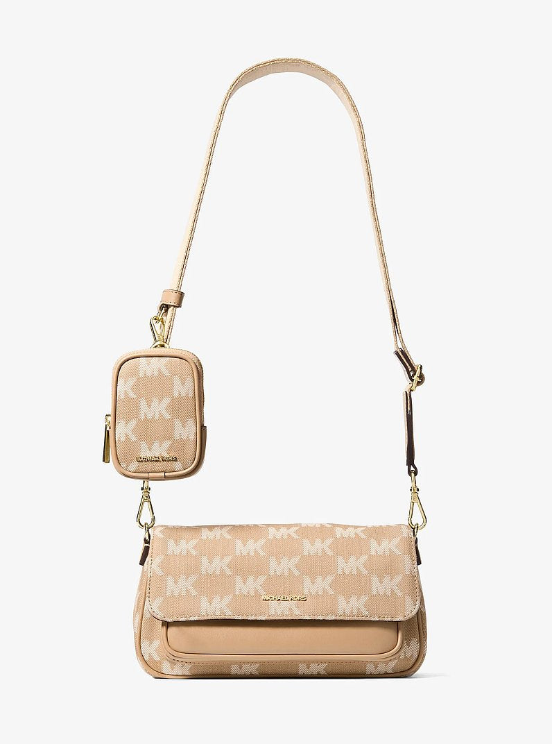 Jet Set Travel Small Logo Jacquard Denim Crossbody Bag With Pouch Camel Camel