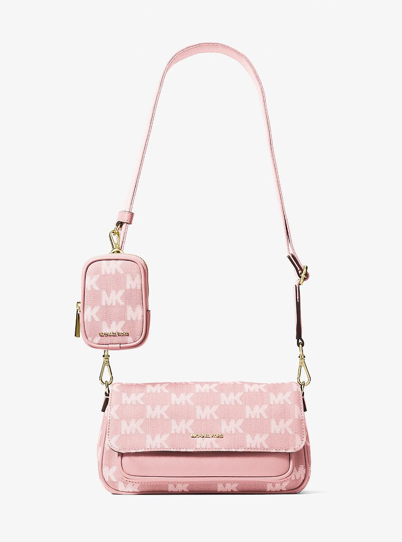 Jet Set Travel Small Logo Jacquard Denim Crossbody Bag With Pouch Powder Blush Powder Blush