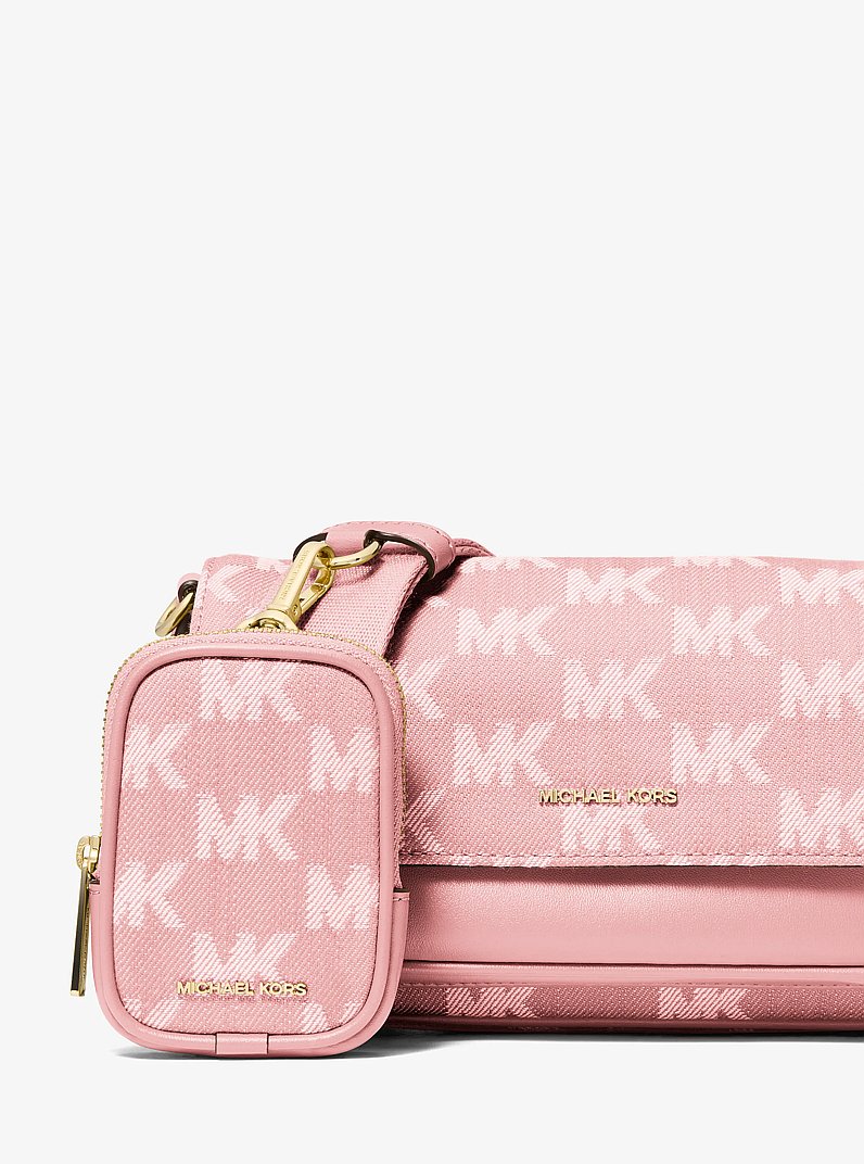 Jet Set Travel Small Logo Jacquard Denim Crossbody Bag With Pouch Powder Blush Powder Blush