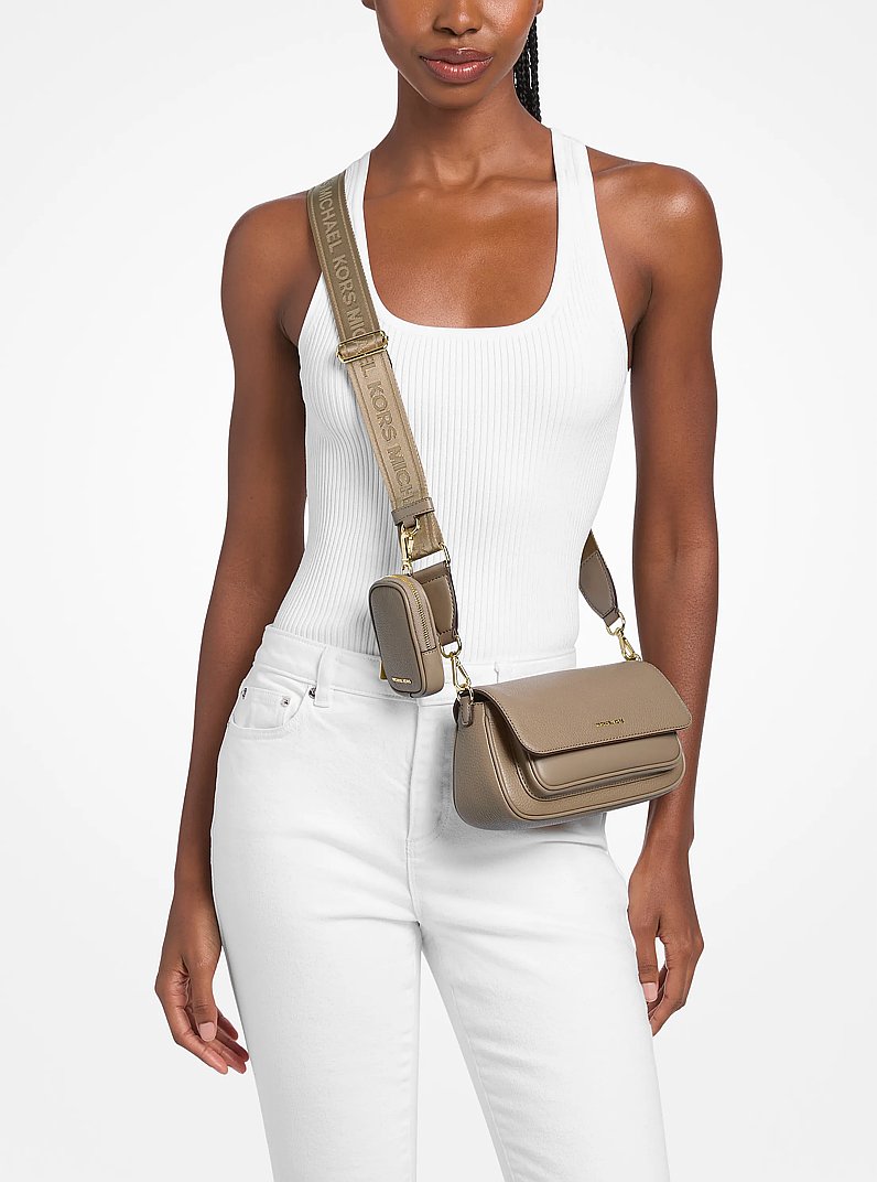 Jet Set Travel Small Pebbled Leather Crossbody Bag With Pouch Camel Camel
