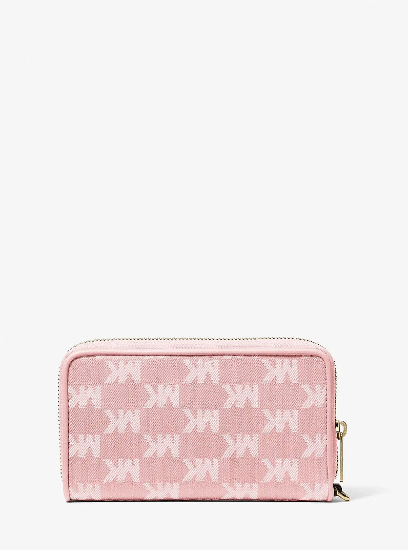 Jet Set Travel Large Logo Jacquard Denim Smartphone Wallet Powder Blush Powder Blush