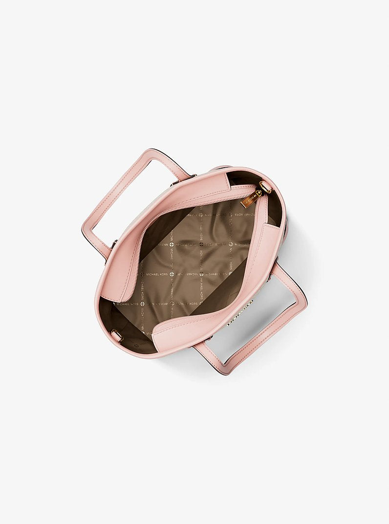 Eva Extra-Small Striped Signature Logo Convertible Tote Bag Powder Blush Powder Blush