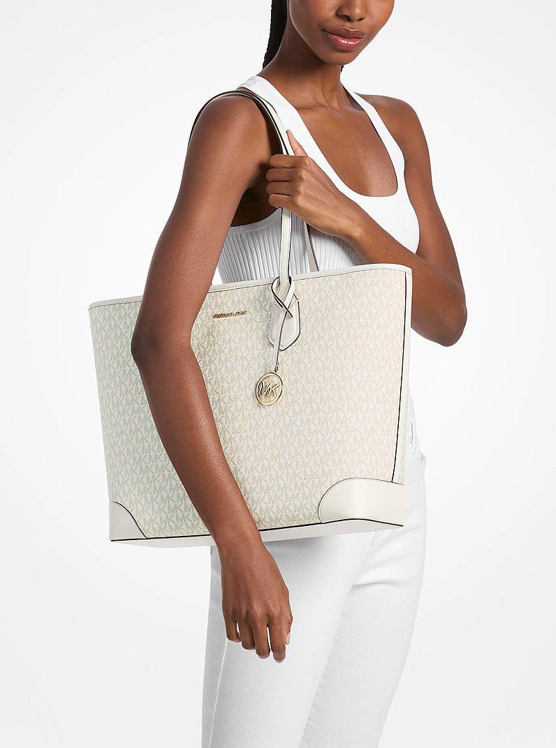 Eva Large Signature Logo Tote Bag Lt Crm Multi Lt Crm Multi
