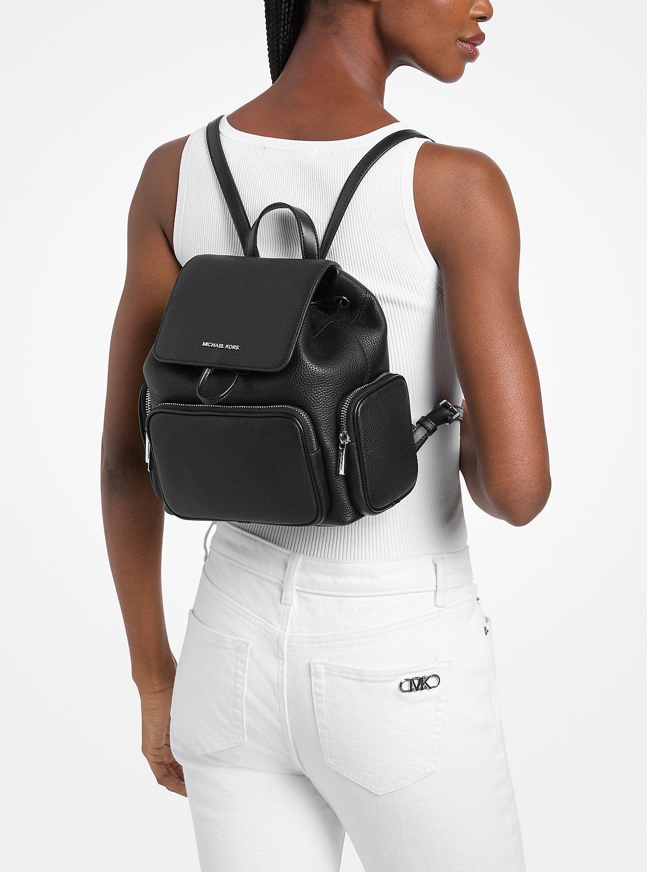 Merritt Small Pebbled Leather Cargo Backpack Black Black