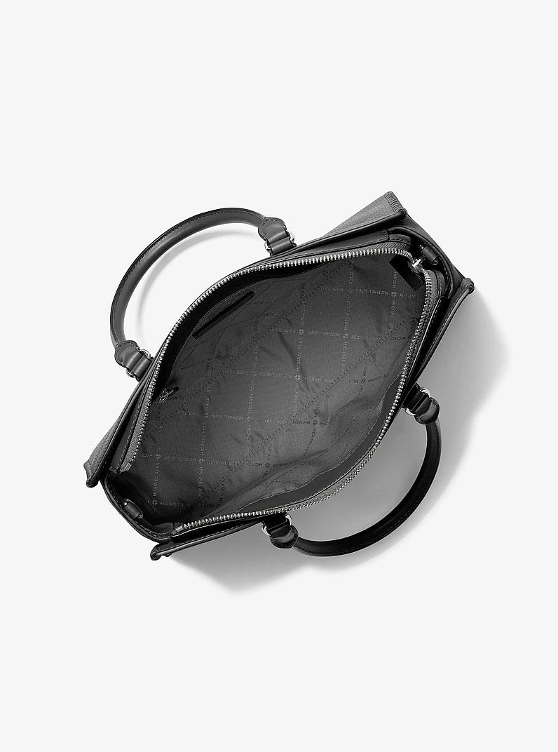 Arden Medium Top-Zip Satchel Black Black