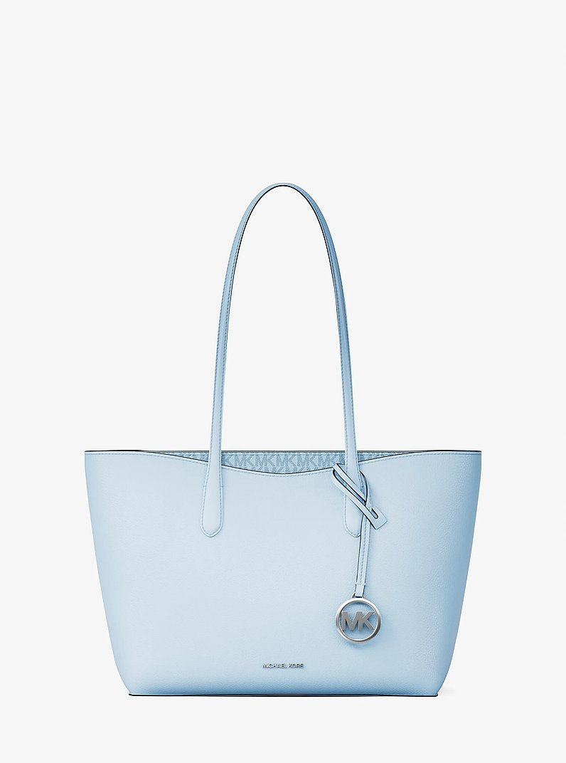 Arden Large Pebbled Leather Tote Bag Pale Ocean Pale Ocean