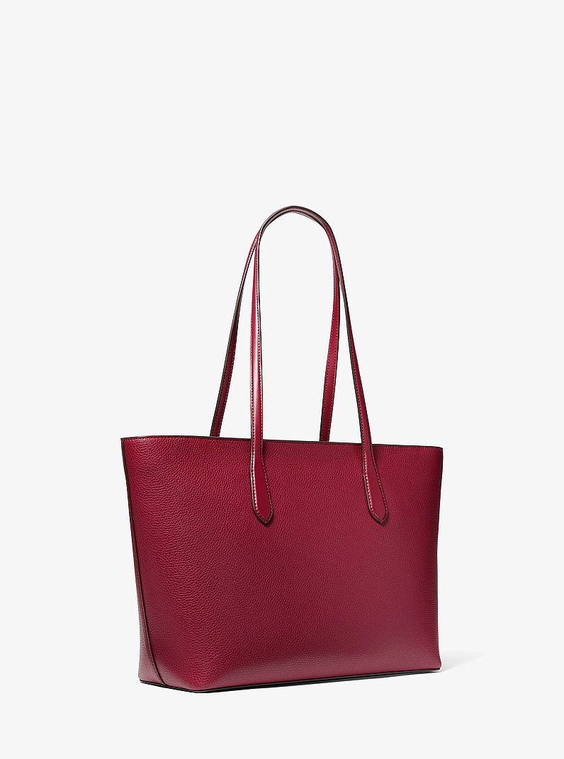 Arden Large Pebbled Leather Tote Bag Maroon Maroon