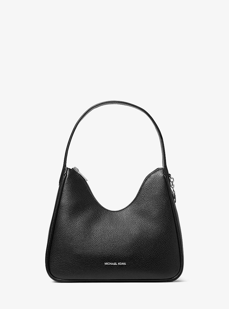 Nayla Small Pebbled Leather Hobo Shoulder Bag Black Black