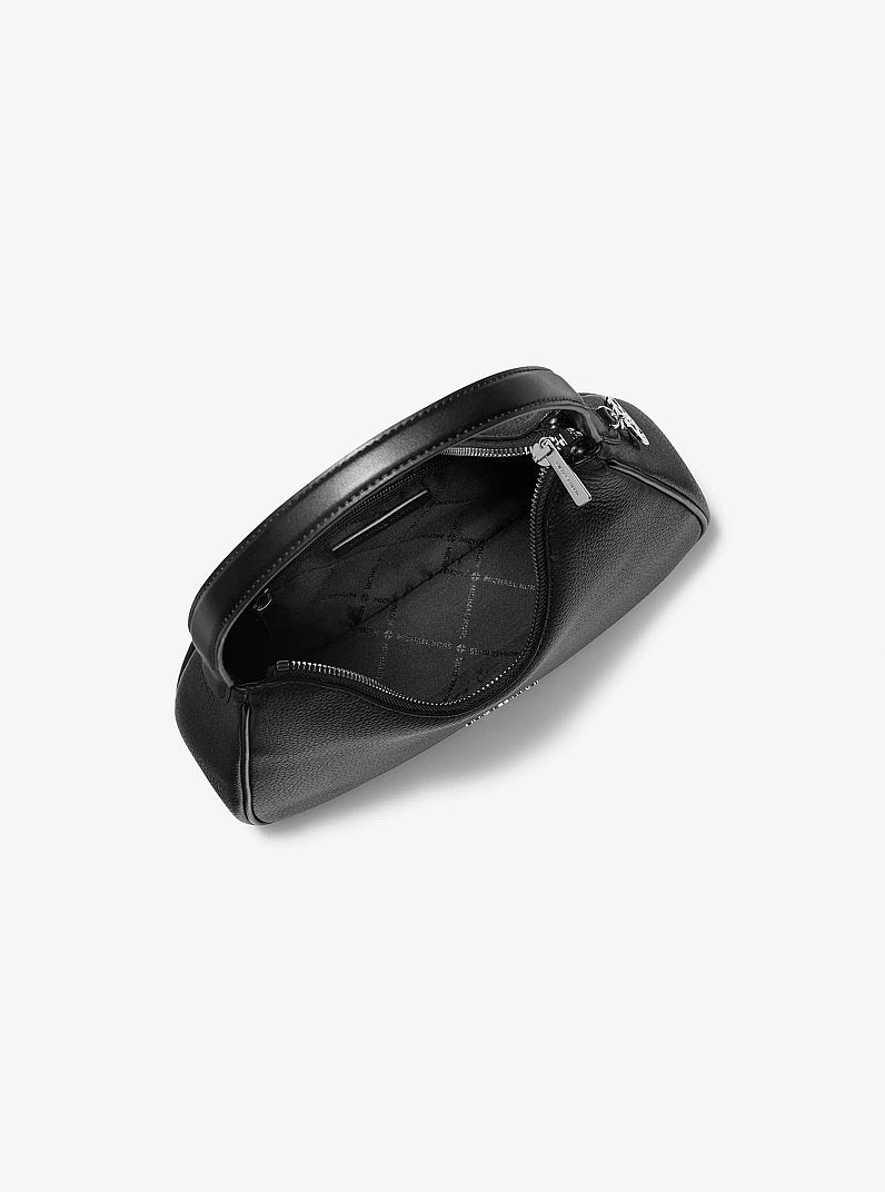 Nayla Small Pebbled Leather Hobo Shoulder Bag Black Black