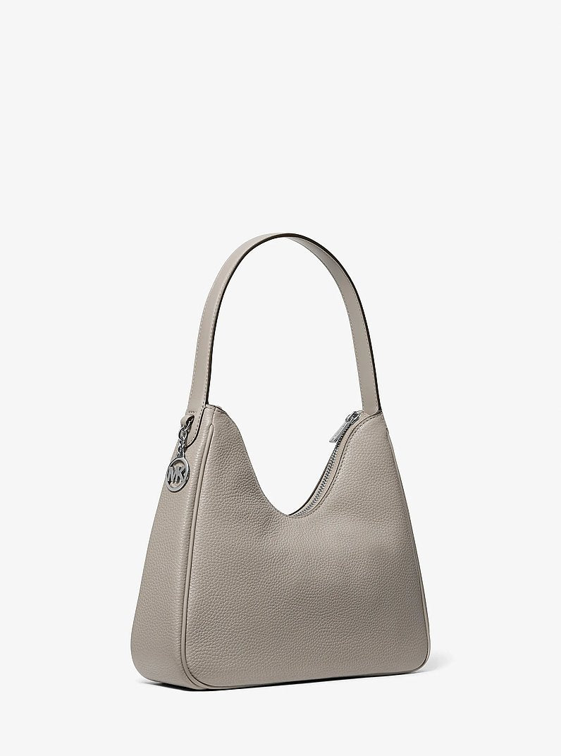 Nayla Small Pebbled Leather Hobo Shoulder Bag Pearl Grey Pearl Grey