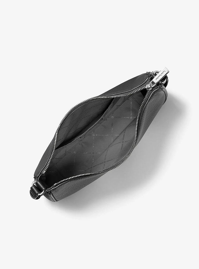 Nayla Medium Pebbled Leather Messenger Bag Black Black