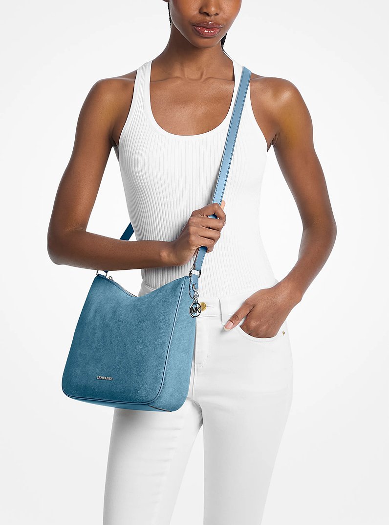 Nayla Medium Suede Messenger Bag Denim Denim