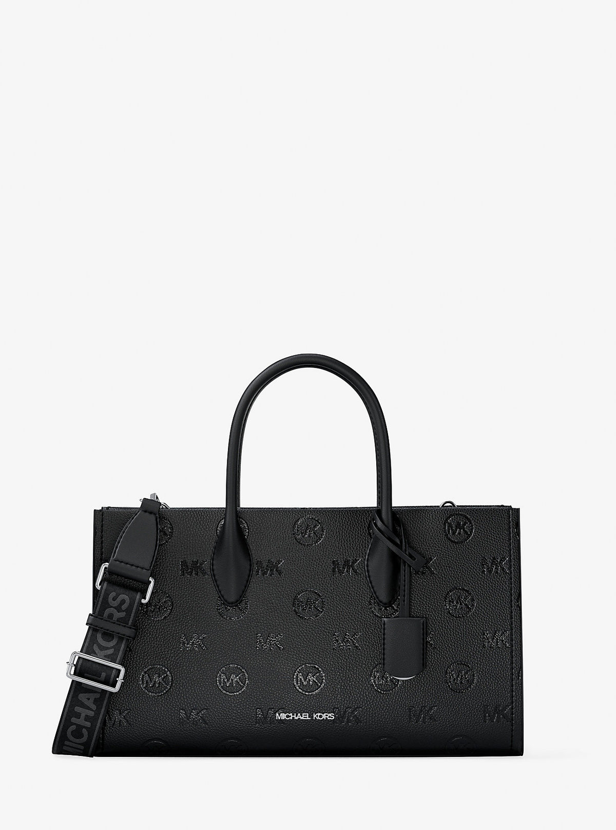 Mirella Medium Logo Debossed Satchel Black Black