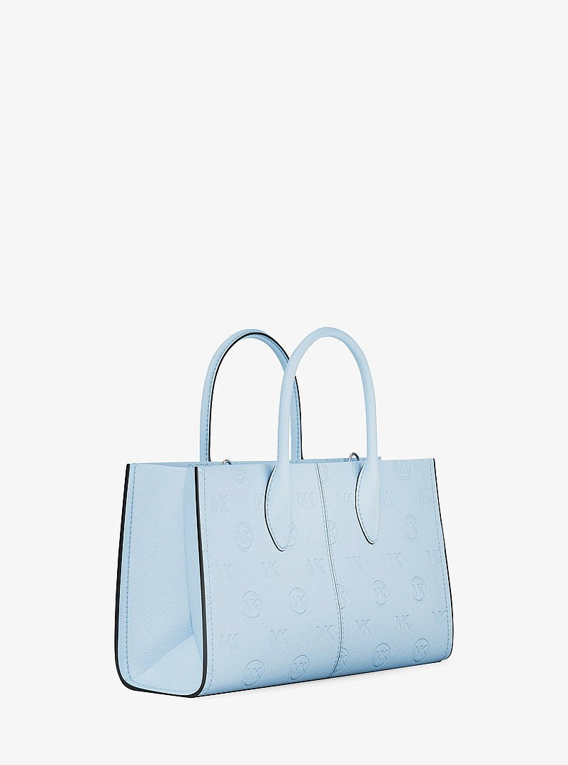 Mirella Medium Logo Debossed Satchel Pale Ocean Pale Ocean