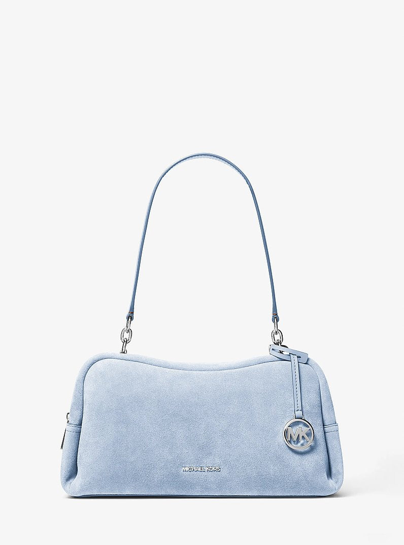 Cecily Medium Suede Shoulder Bag Pale Ocean Pale Ocean
