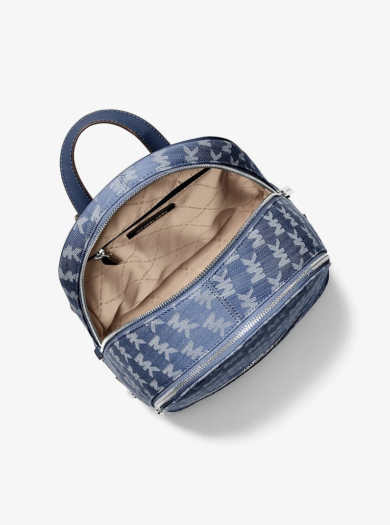 Rhea Medium Logo Jacquard Denim Backpack Denim Denim