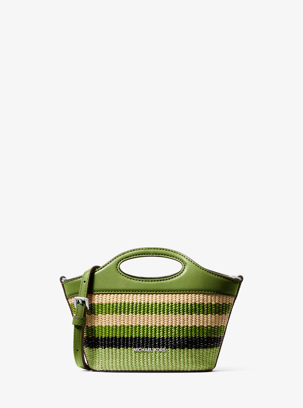Tatum Small Striped Woven Crossbody Bag Lime Lime