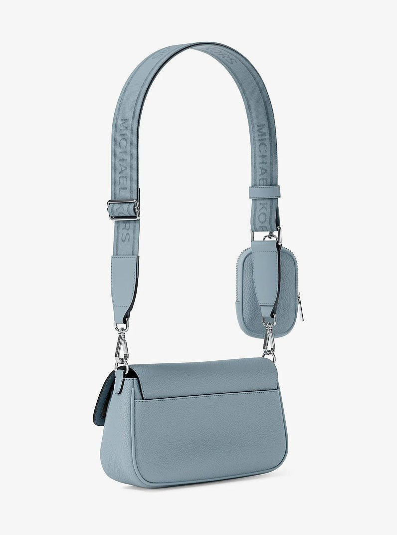 Jet Set Travel Small Pebbled Leather Crossbody Bag With Pouch Pale Ocean Pale Ocean