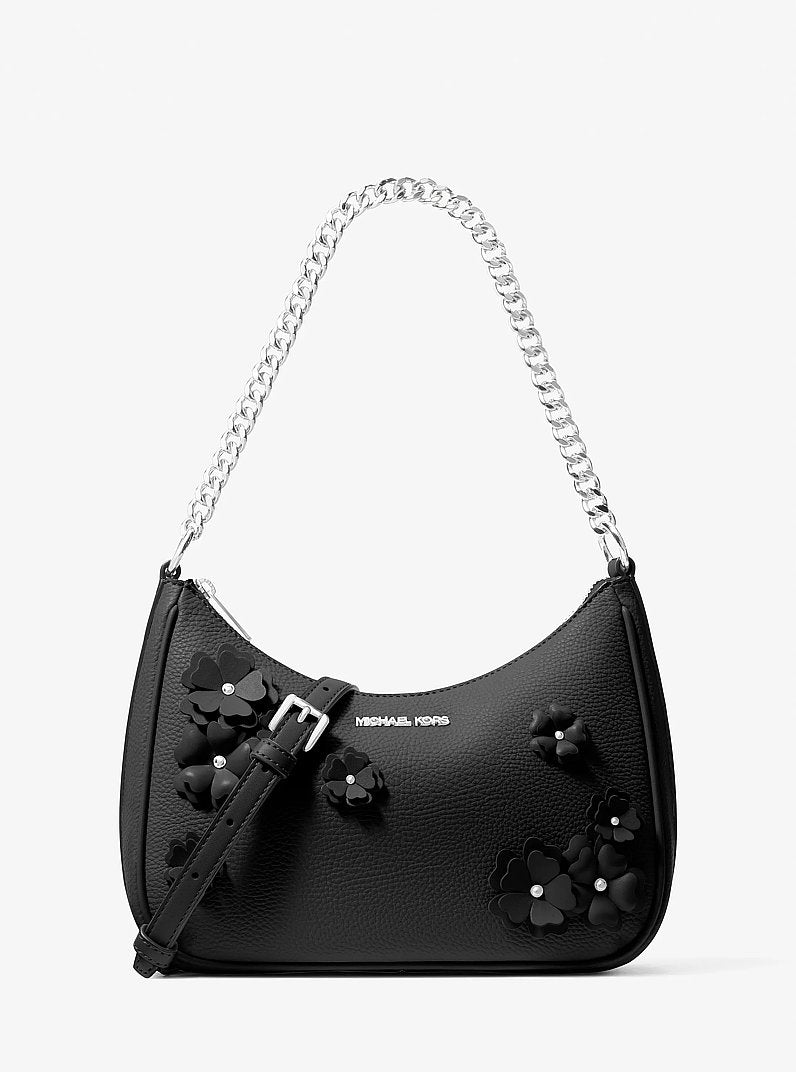 Jet Set Travel Large Floral Embellished Convertible Crossbody Bag Black Black