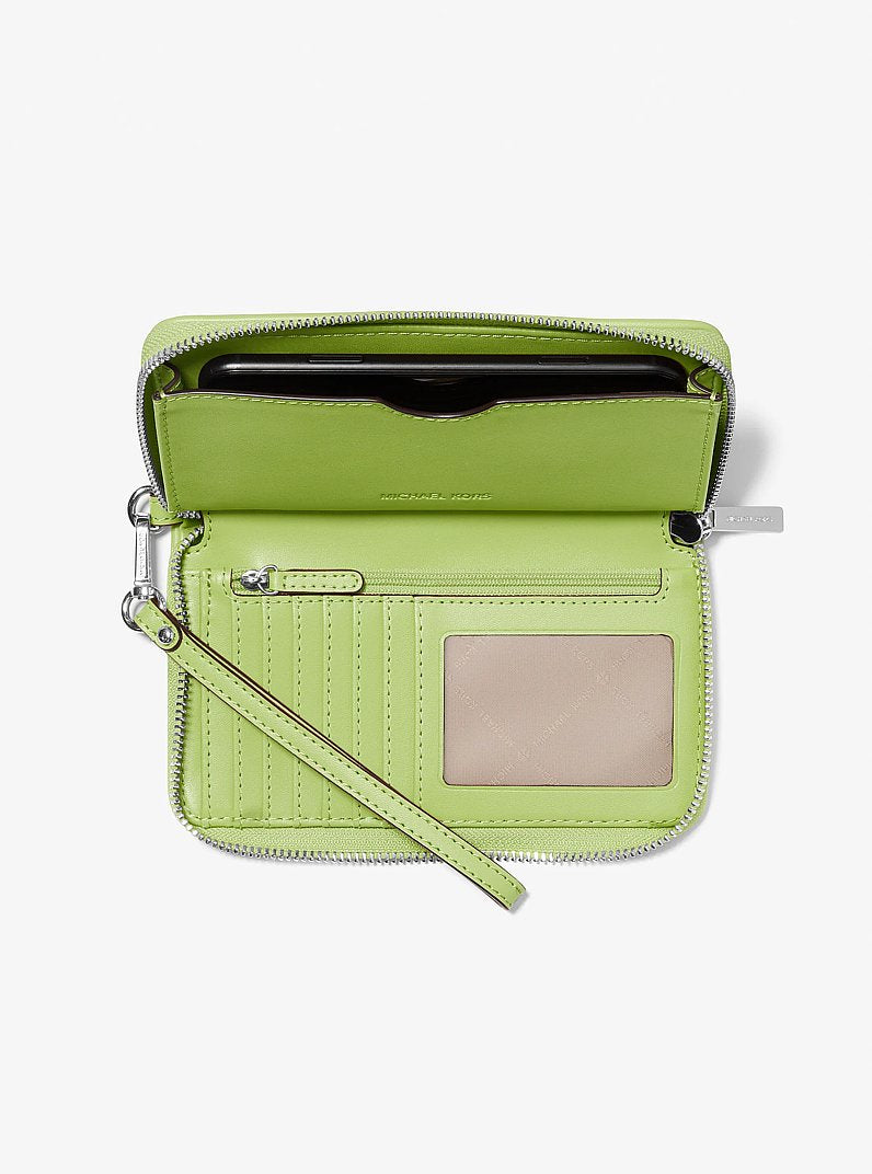 Jet Set Travel Large Logo Jacquard Denim Smartphone Wristlet Lime Lime