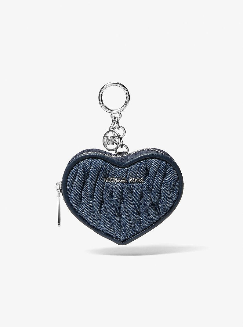 Jet Set Travel Matelasse Denim Heart Coin Pouch Denim Denim