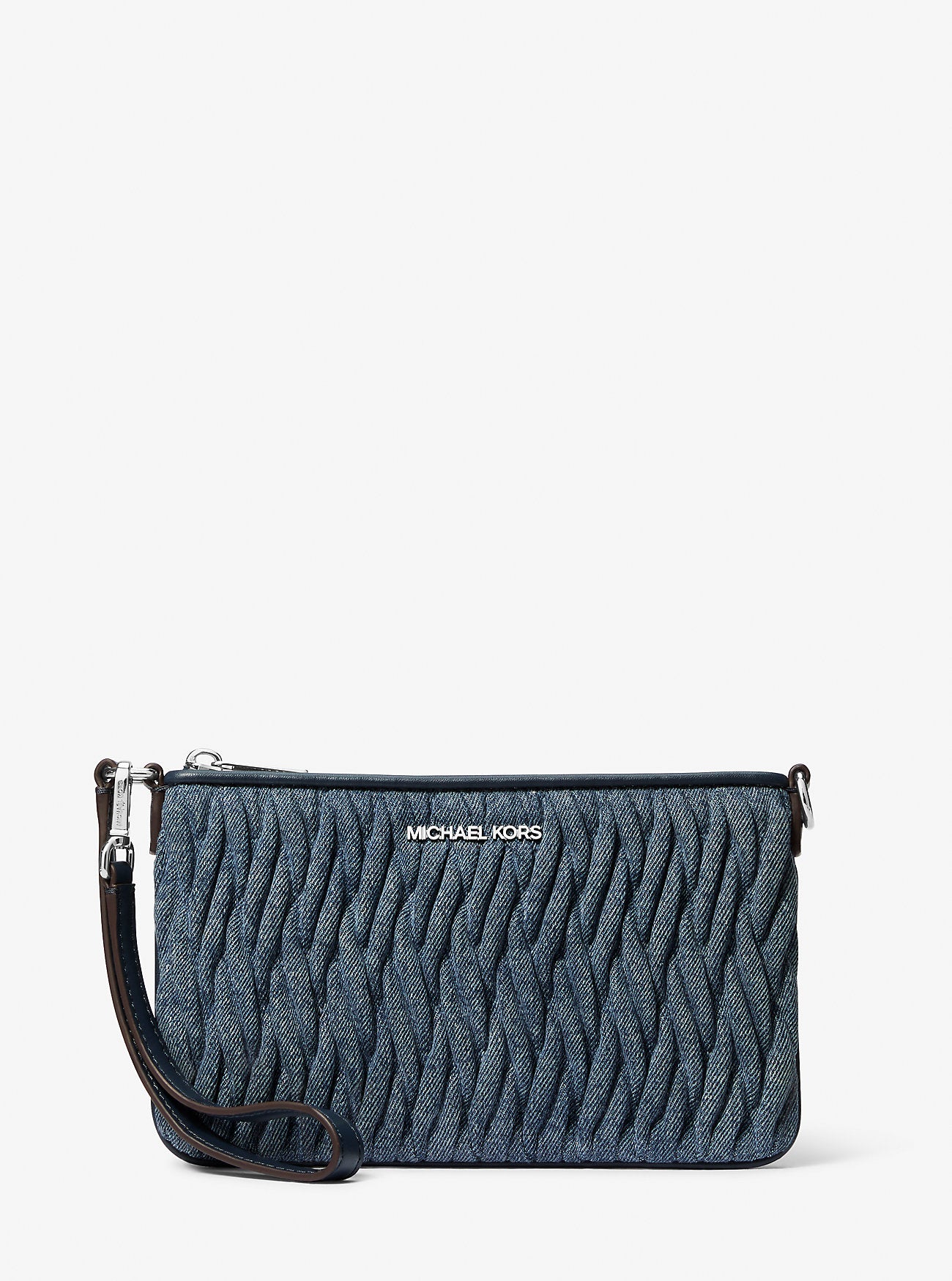 Jet Set Travel Matelasse Denim Wristlet Denim Denim
