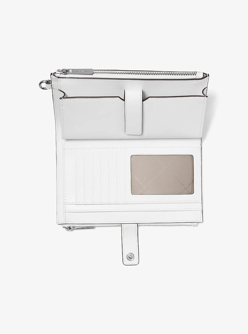 Jet Set Travel Rainbow Logo Embossed Wristlet Optic White Optic White