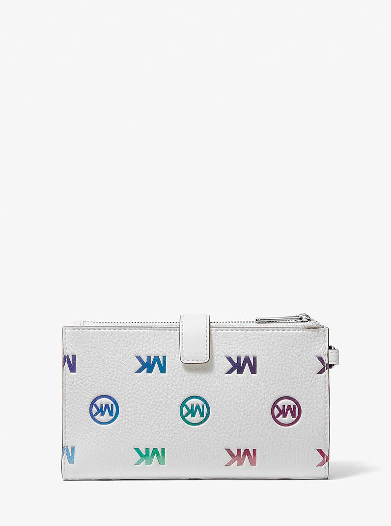 Jet Set Travel Rainbow Logo Embossed Wristlet Optic White Optic White