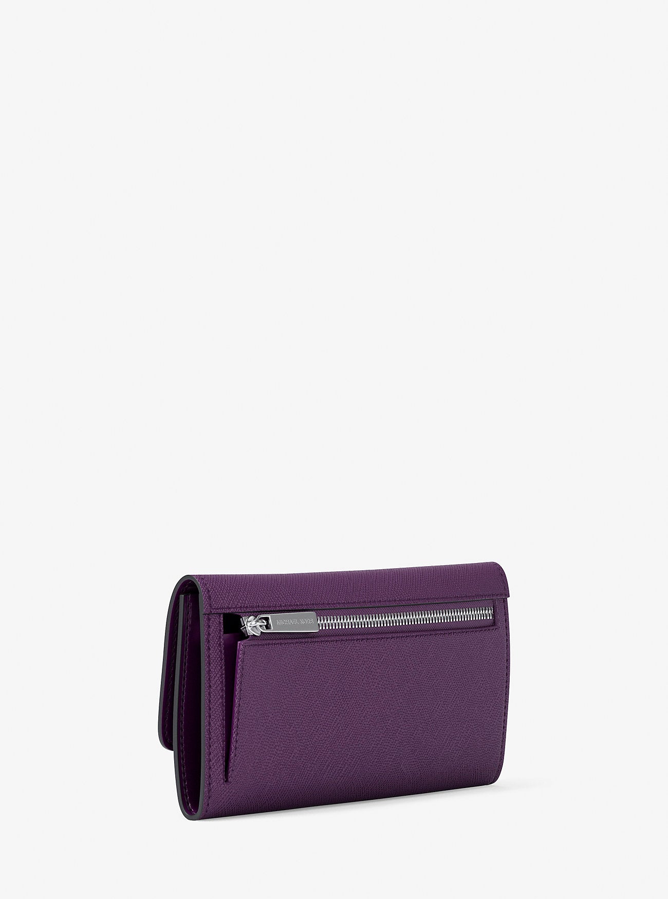 Jet Set Large Saffiano Leather Tri-Fold Wallet Purple Purple