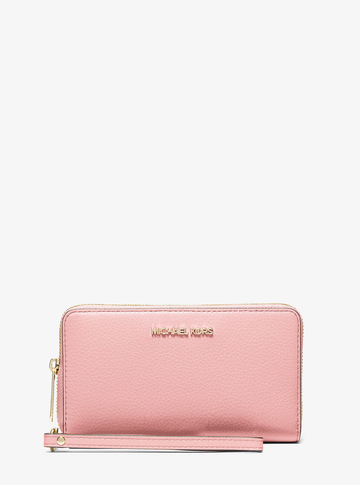 Large Pebbled Leather Smartphone Wristlet Powder Blush Powder Blush
