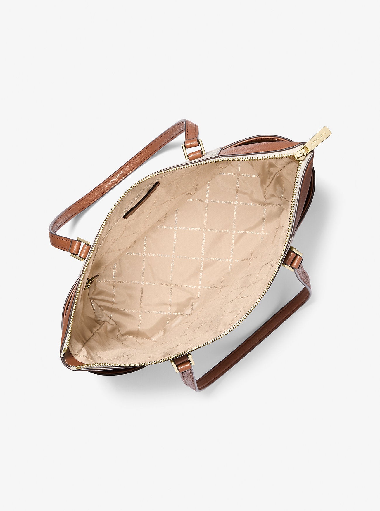 Charlotte Large Logo and Leather Top-Zip Tote Bag Vanilla Vanilla