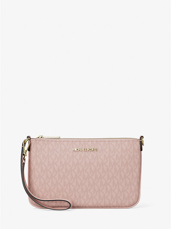Micheal Kors Jet Set Small Signature Logo Convertible Wristlet Powder Blush